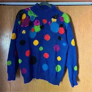 VTG Vibrant Beaded and sequined mockneck sweater